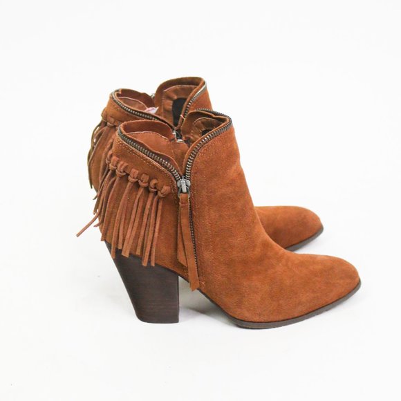 Dolce Vita Size 8.5 Hiro Fringe Suede Bootie Boots Shoes Boho Western Festival - Picture 2 of 7